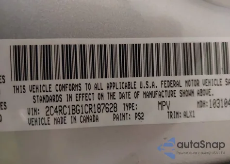 2012 Chrysler Town & Country Touring from USA, damaged, VIN 2C4RC1BG1CR187628